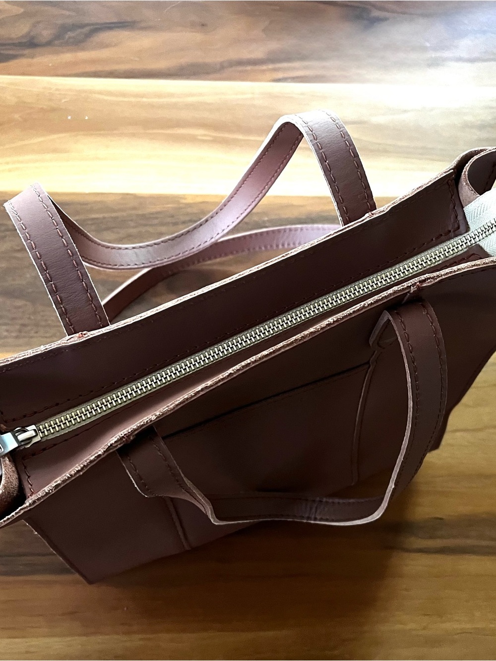 Portland Leather Tan Structured Tote with Shoulder Strap - Picture 3 of 7